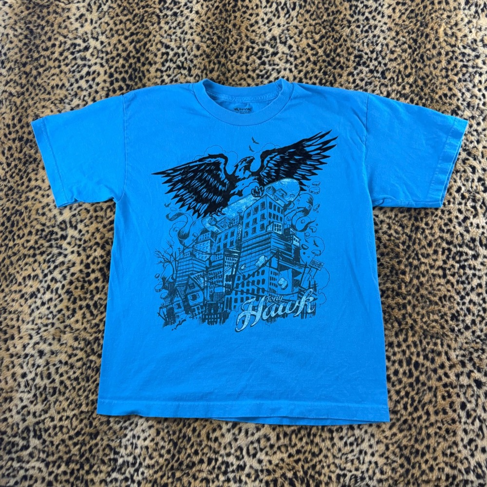 Tony Hawk Boys XL 18/20 Blue Skateboard Eagle Graphic T-Shirt HK042820-03